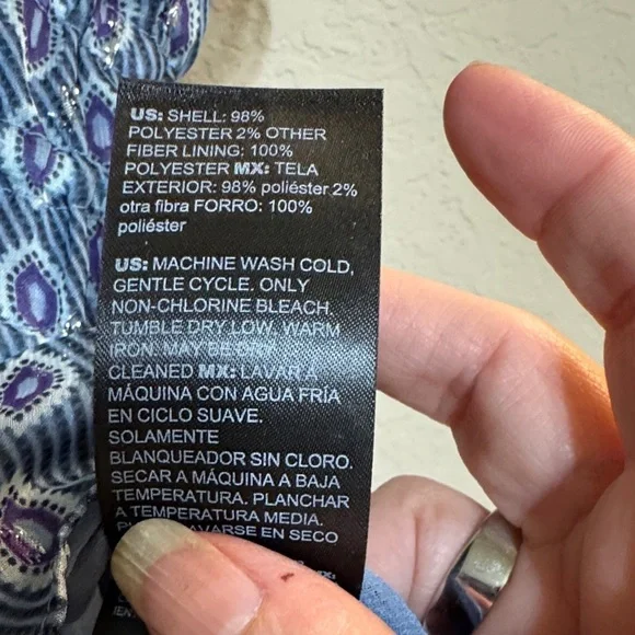 White House Black Market Blue Patterned Women's Top with Front Buttons Size S - Picture 5 of 6